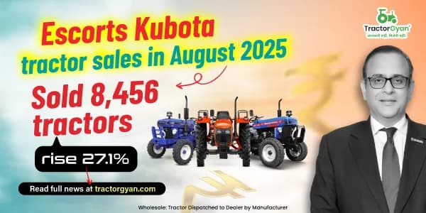 Escorts Kubota tractor sales in August 2025: Sold 8,456 tractors, rise 27.1% Escorts Kubota tractor sales in August 2025: Sold 8,456 tractors, rise 27.1% image